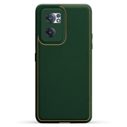 Electroplated Frame Leather Back Cover for OnePlus Nord CE 2 5G