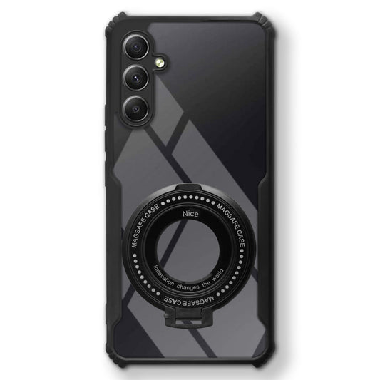 Premium Acrylic Transparent Case with Matte Ring Holder Kickstand Back Cover for Samsung A34 5G