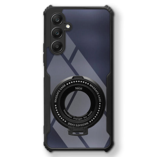 Premium Acrylic Transparent Case with Matte Ring Holder Kickstand Back Cover for Samsung A25 5G