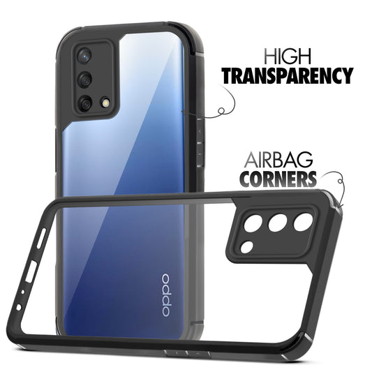 Silicone Frame Transparent Hard Back Cover for Oppo F19 4G
