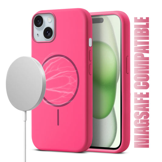 Liquid Silicon With Microfiber Lining Back Case For Apple iPhone 15 Plus (MagSafe Compatible)