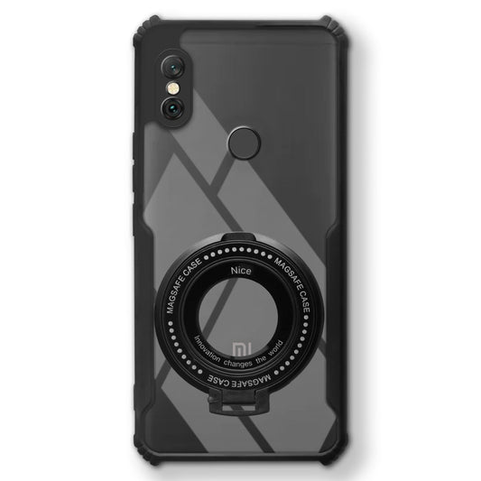 Premium Acrylic Transparent Case with Matte Ring Holder Kickstand Back Cover for Redmi Note 6 Pro