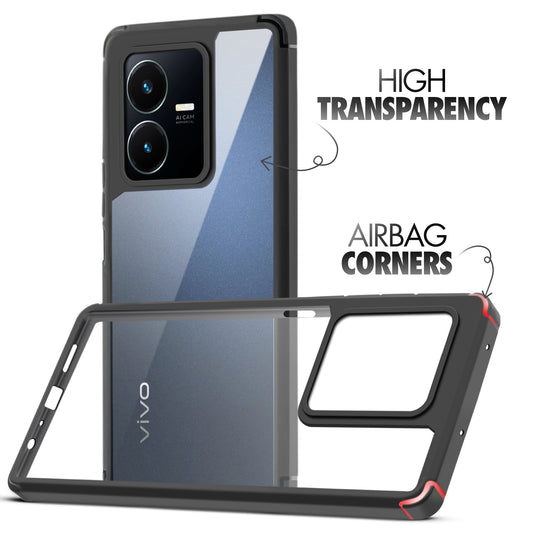 Silicone Frame Transparent Hard Back Cover for Vivo Y22s