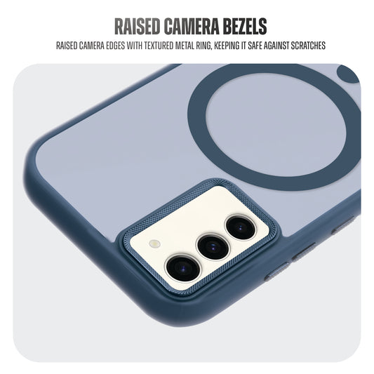 Textured Metal Ring Camera With Magsafe Compatible Smoky Back Case For Samsung S23 5G