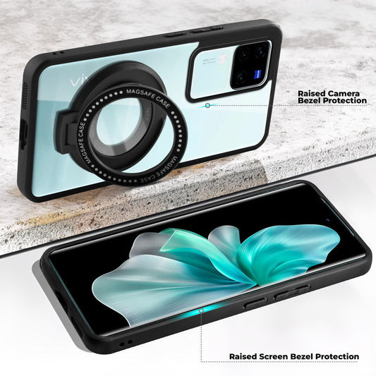 Soft Frame Clear Case Ring Holder Kickstand For Vivo V30 Pro 5G