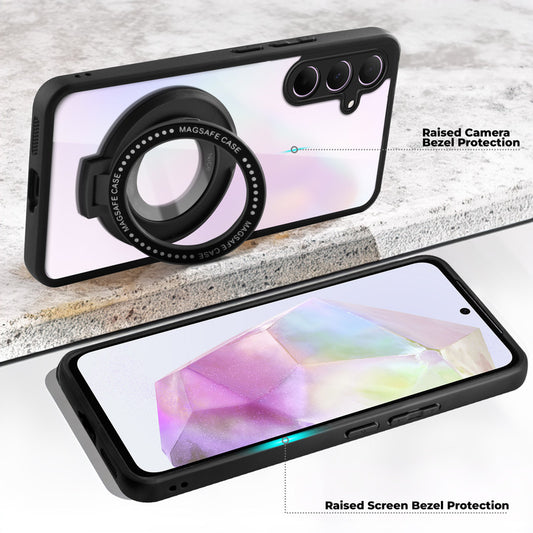 Soft Frame Clear Case Ring Holder Kickstand For Samsung A55 5G