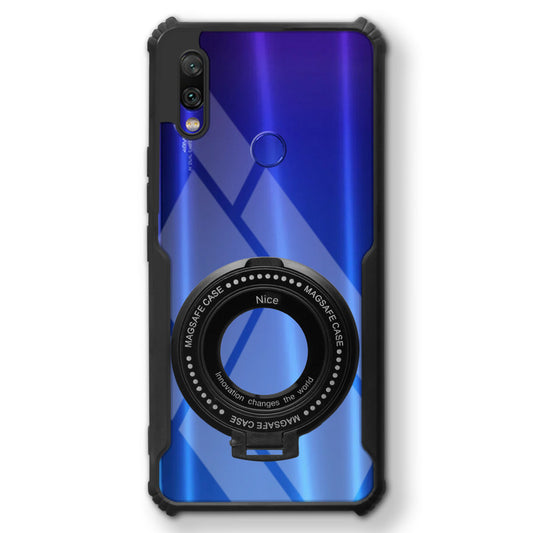 Premium Acrylic Transparent Case with Matte Ring Holder Kickstand Back Cover for Redmi Note 7