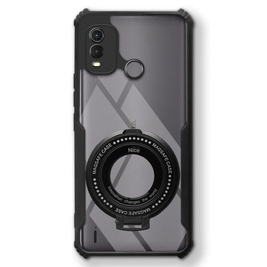 Premium Acrylic Transparent Case with Matte Ring Holder Kickstand Back Cover for Nokia G11 Plus