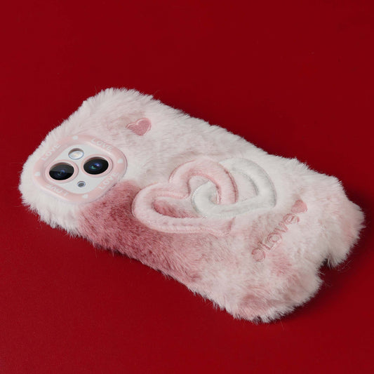 Fluffy Heart Back Cover for Apple iPhone 15 Plus