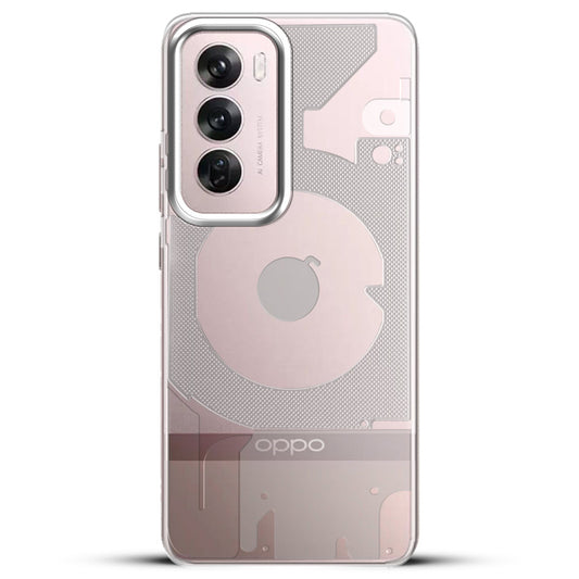 Soft Transparent Slim Fit Frosted Matte Silicone TPU With Silver Ring Camera Protection Back Cover for Oppo Reno 12 5G