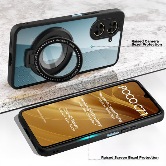 Soft Frame Clear Case Ring Holder Kickstand For Poco C71