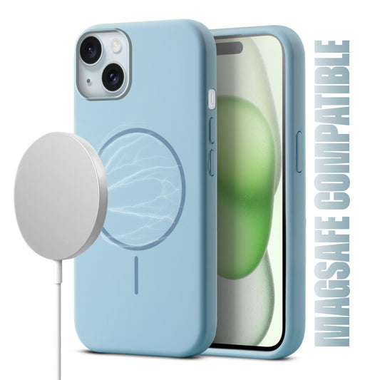 Liquid Silicon With Microfiber Lining Back Case For Apple iPhone 15 Plus (MagSafe Compatible)