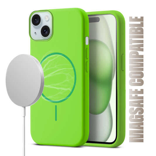 Liquid Silicon With Microfiber Lining Back Case For Apple iPhone 15 Plus (MagSafe Compatible)