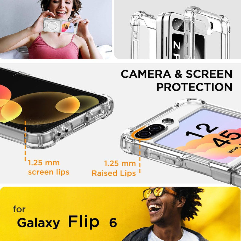 High Quality Wireless Charging Support Transparent Back Case for Samsung Flip 6
