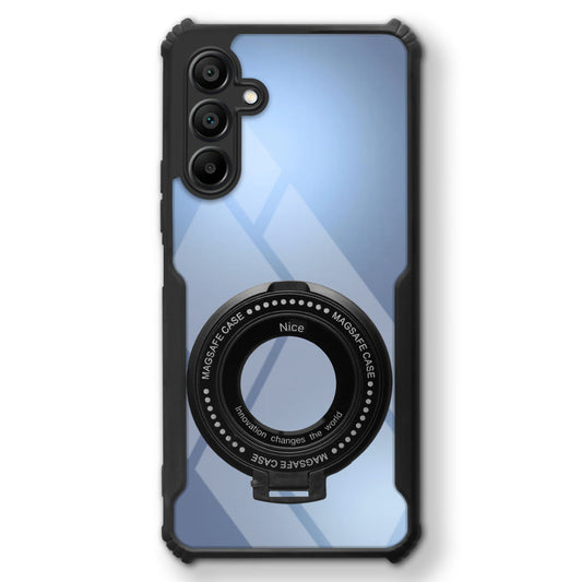 Premium Acrylic Transparent Case with Matte Ring Holder Kickstand Back Cover for Samsung A15 5G