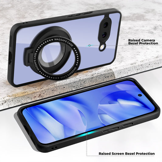 Soft Frame Clear Case Ring Holder Kickstand For Google Pixel 9A