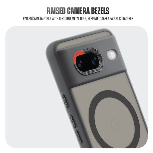 Textured Metal Ring Camera With Magsafe Compatible Smoky Back Case For Google Pixel 8
