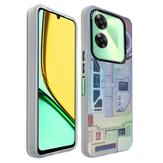 Colorful Reflective Circuit Prints Hard Back Protector Case For Realme C61