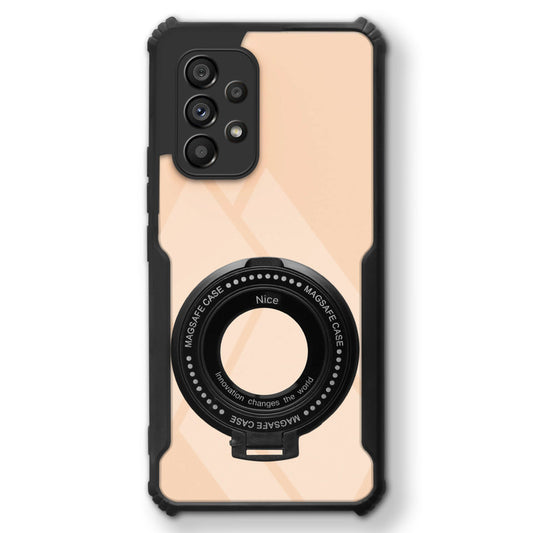 Premium Acrylic Transparent Case with Matte Ring Holder Kickstand Back Cover for Samsung A53 5G