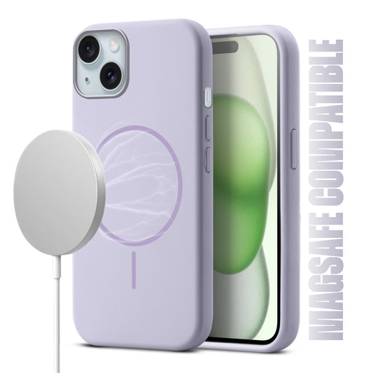 Liquid Silicon With Microfiber Lining Back Case For Apple iPhone 15 Plus (MagSafe Compatible)