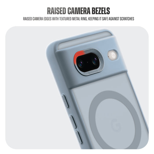 Textured Metal Ring Camera With Magsafe Compatible Smoky Back Case For Google Pixel 8