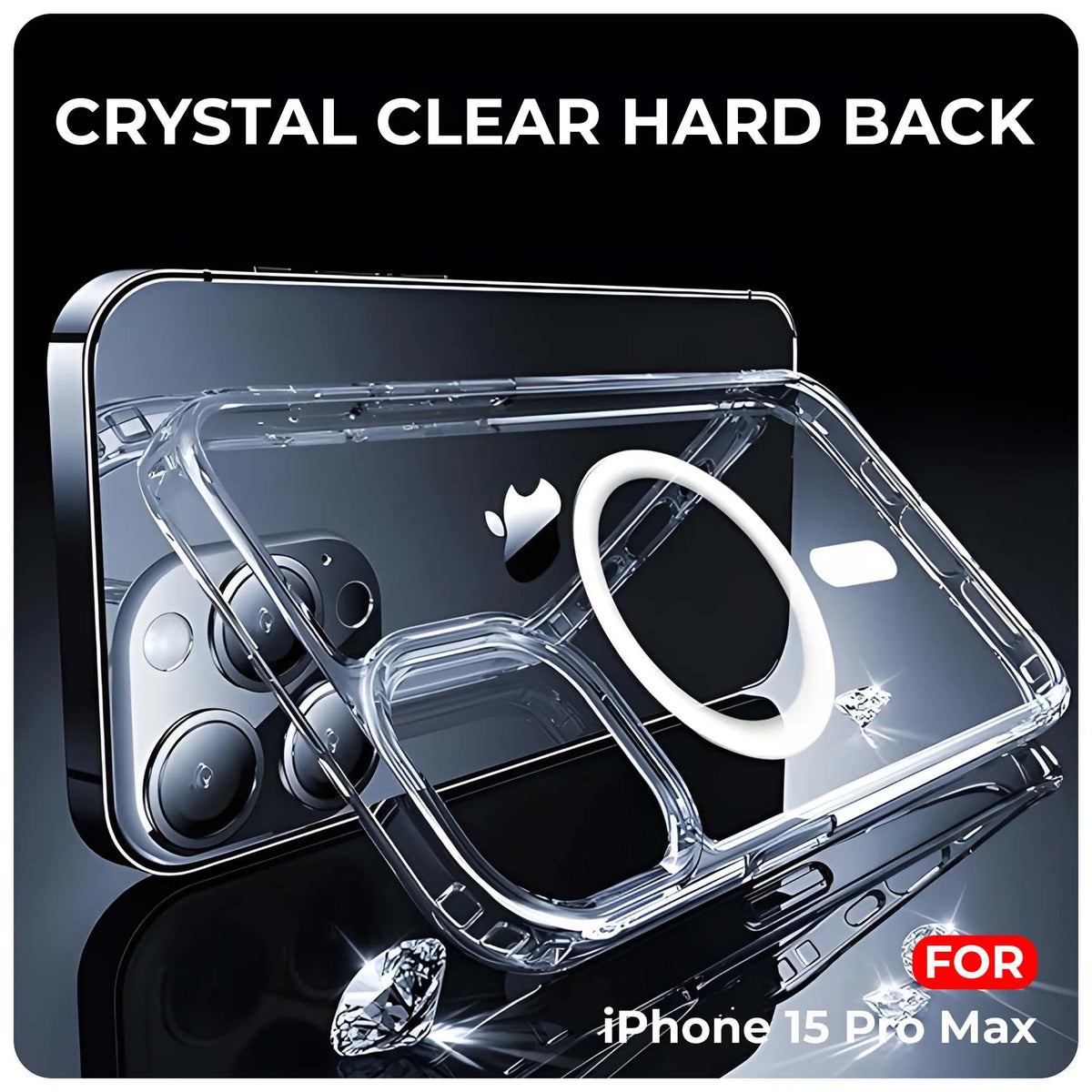 Premium Transparent Wireless Charging Support Case For Apple iPhone 15 Pro Max