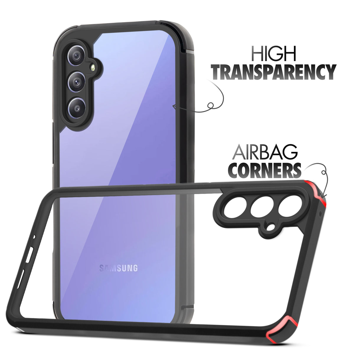 Transparent Case with Silicone Frame Back Cover for Samsung A34 5G