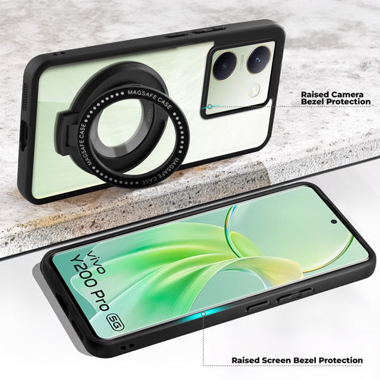 Soft Frame Clear Case Ring Holder Kickstand For Vivo Y200 Pro 5G