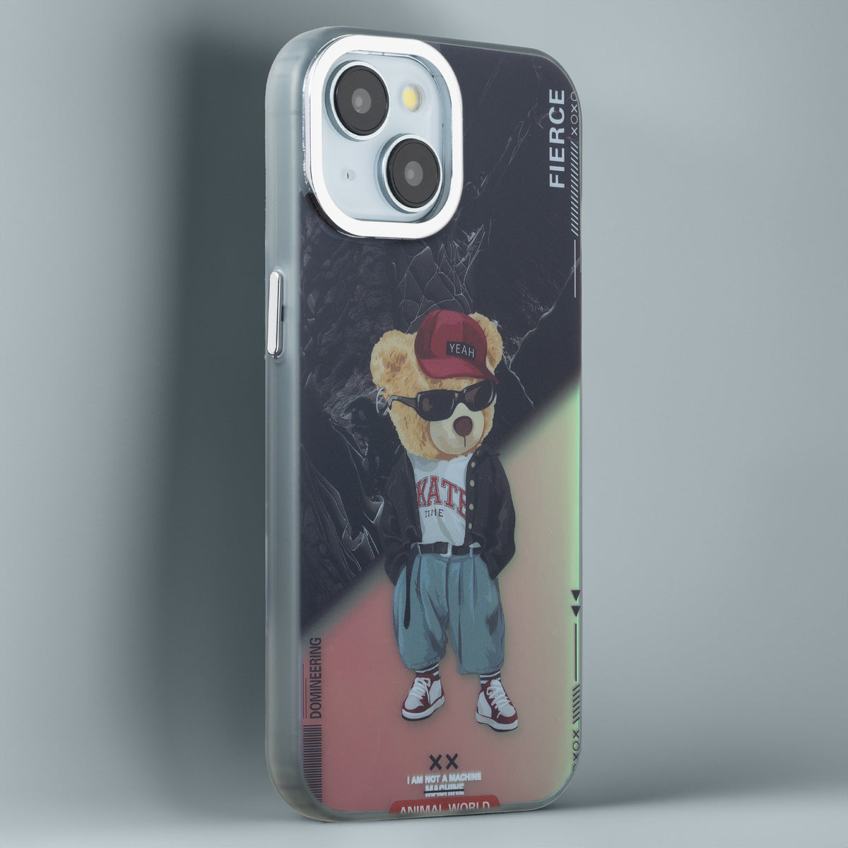 Night Glow & Shiny Hard Phone Cover with Silver Camera Ring For Apple iPhone 14