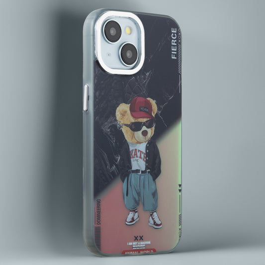 Night Glow & Shiny Hard Phone Cover with Silver Camera Ring For Apple iPhone 14