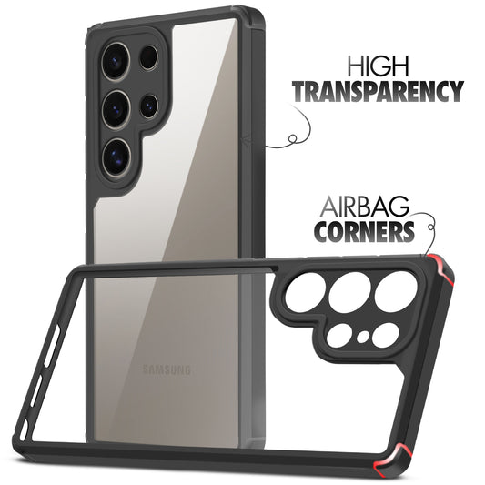 Silicone Frame Transparent Hard Back Cover for Samsung S24 Ultra 5G