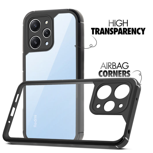 Silicone Frame Transparent Hard Back Cover for Redmi 12 4G