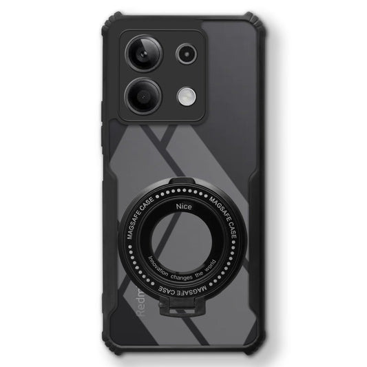 Premium Acrylic Transparent Case with Matte Ring Holder Kickstand Back Cover for Redmi Note 13 5G