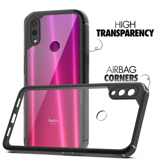 Silicone Frame Transparent Hard Back Cover for Redmi Note 7 Pro