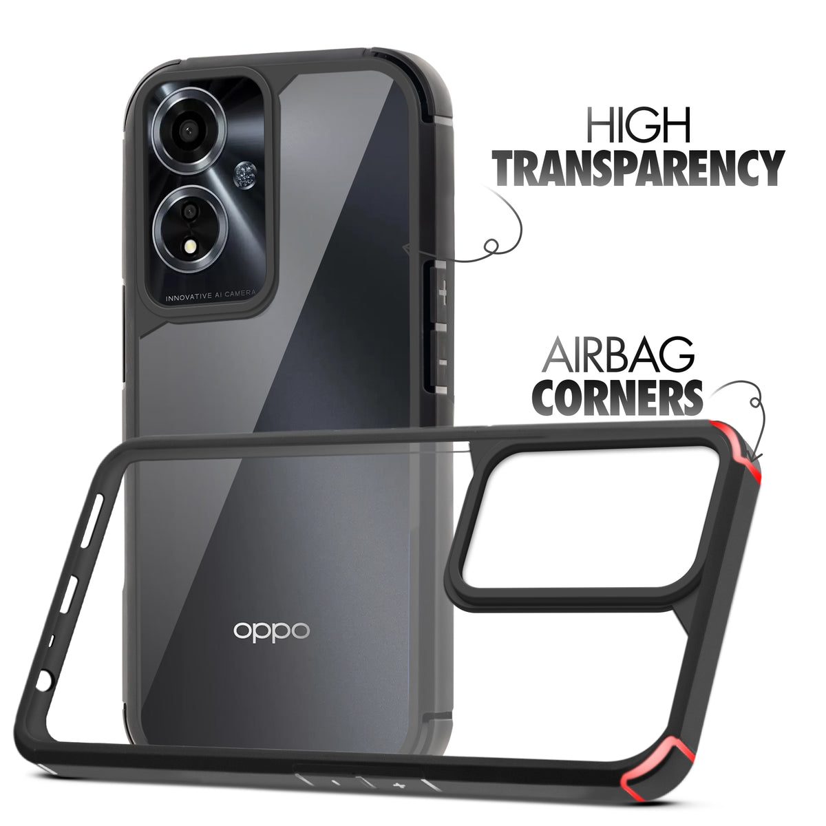 Silicone Border Transparent Back Cover for Oppo A59 5G