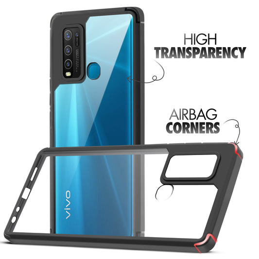 Silicone Frame Transparent Hard Back Cover for Vivo Y30