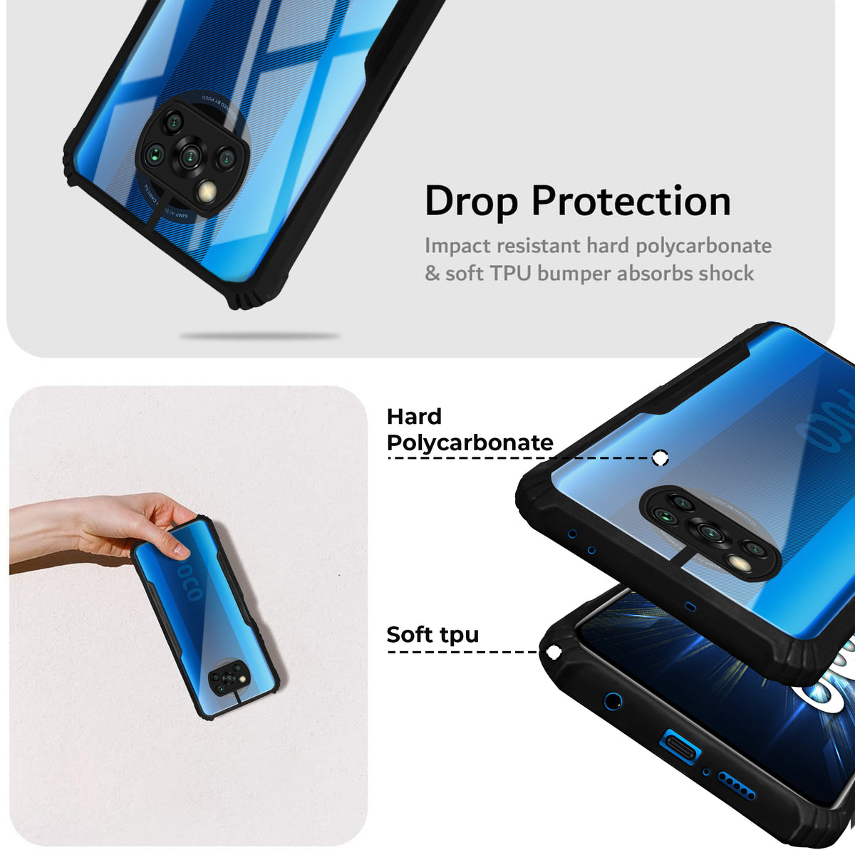 Premium Acrylic Transparent Back Cover for Poco X3 Pro
