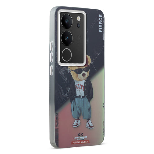 Night Glow & Shiny Hard Phone Cover with Silver Camera Ring For Vivo V29 5G