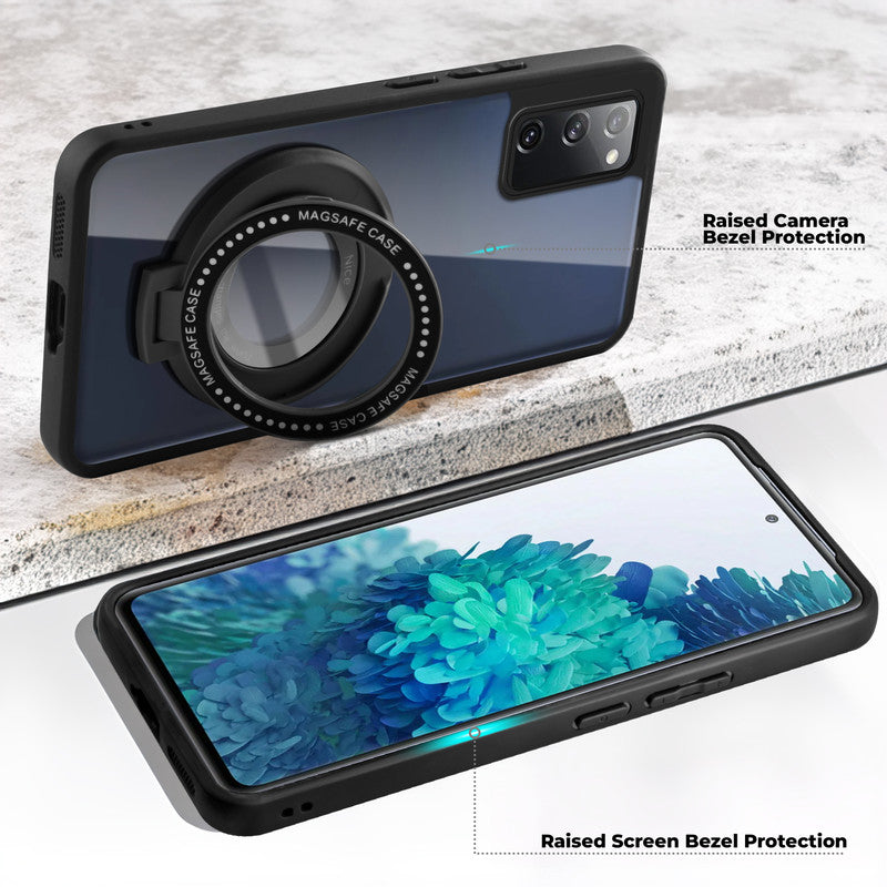 Soft Frame Clear Case Ring Holder Kickstand For Samsung S20 FE 5G