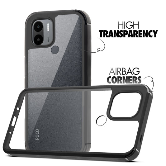 Silicone Frame Transparent Hard Back Cover for Poco C51