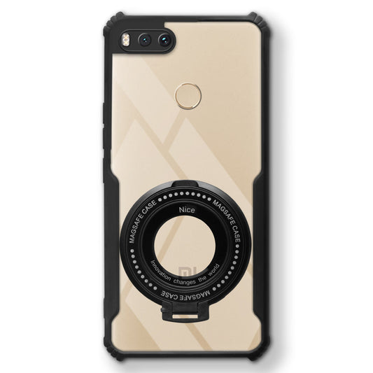 Premium Acrylic Transparent Case with Matte Ring Holder Kickstand Back Cover for Redmi A1 Old