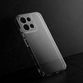 Crystal clear anti-yellow hard back case for Motorola Moto G75 5G placed on surface showing slim profile and precise camera cutouts