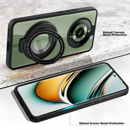 Soft Frame Clear Case Ring Holder Kickstand For Realme 11 Pro 5G