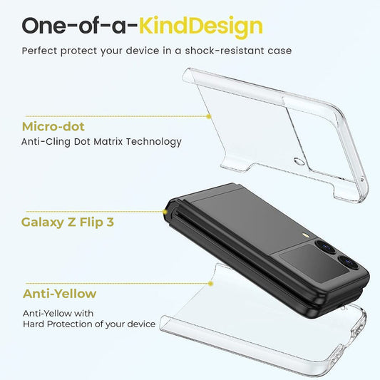 Crystal Clear Hard Back Anti-Yellowing Phone Case For Samsung Z Flip 3