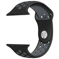 Apple Watch silicone strap in Black and Grey, size 42mm, stepbystep installation illustration