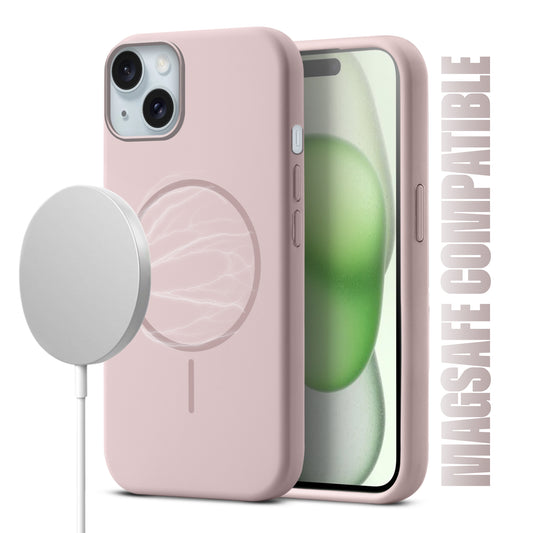 Liquid Silicon With Microfiber Lining Back Case For Apple iPhone 15 Plus (MagSafe Compatible)