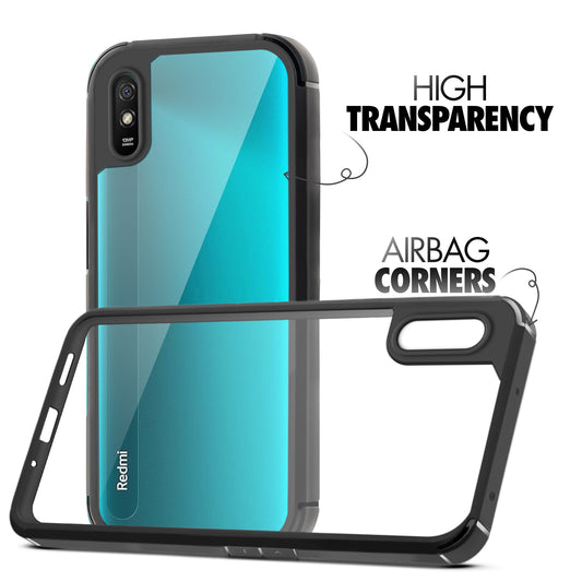 Silicone Frame Transparent Hard Back Cover for Redmi 9A