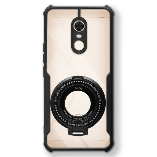 Premium Acrylic Transparent Case with Matte Ring Holder Kickstand Back Cover for Redmi Note 5