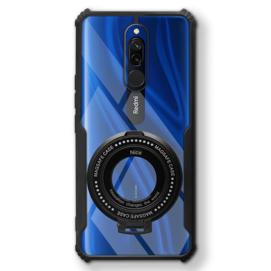 Premium Acrylic Transparent Case with Matte Ring Holder Kickstand Back Cover for Redmi 8