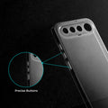 Close-up view of transparent case showing precise button cutouts and responsive side button coverage for Realme 16 5G